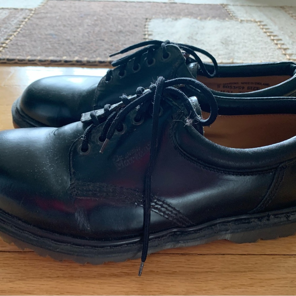Men’s Dr. Martens shoes for sale.  Black, size 11.  Never worn. Made in England.